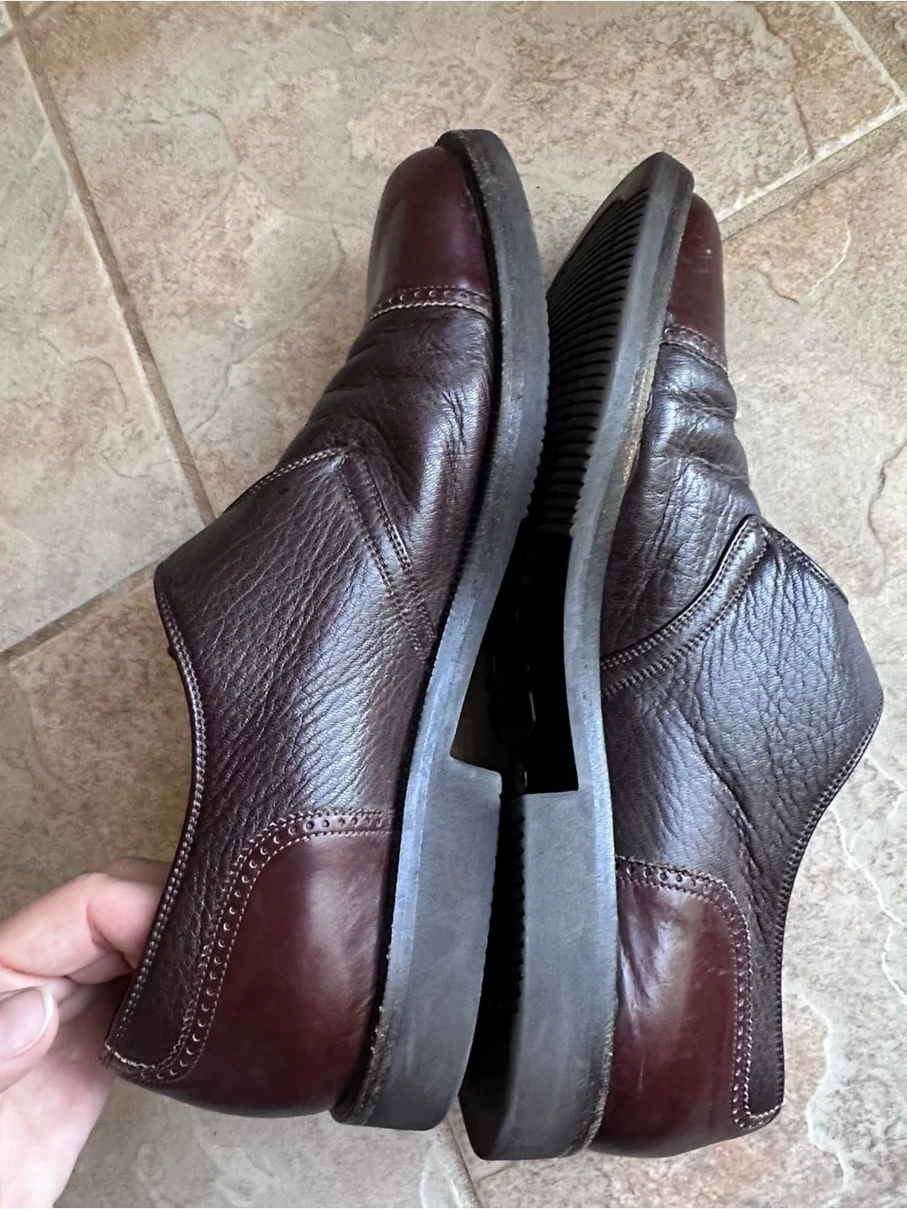 Bruno Magli Cali Monk Strap Shoes Brown Leather Cap Toe Vibram Gumlite sole